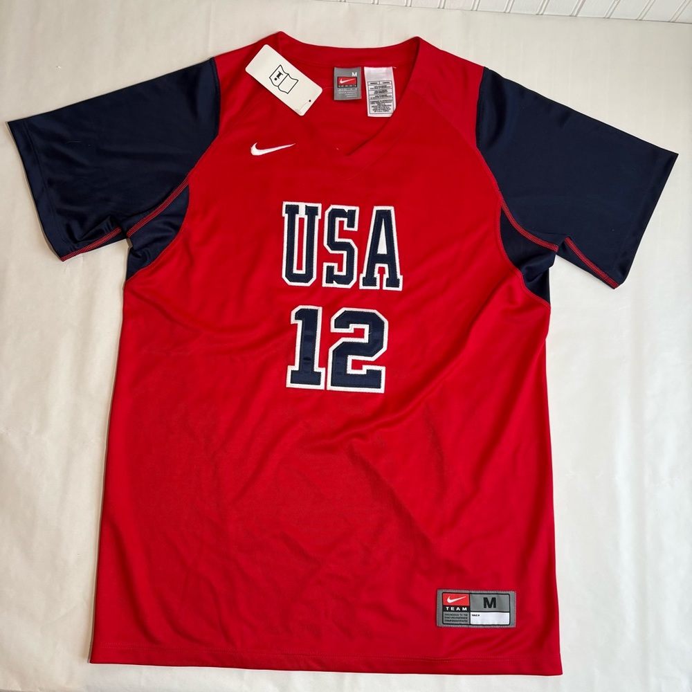 Women’s Nike USA Red White & Blue Jersey Shirt Medium July 4th 12 Team Sport New